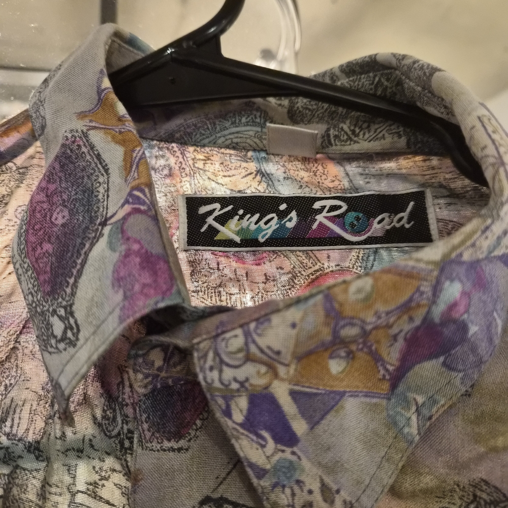 Multicolor Casual Button Down Shirt Vintage Pattern